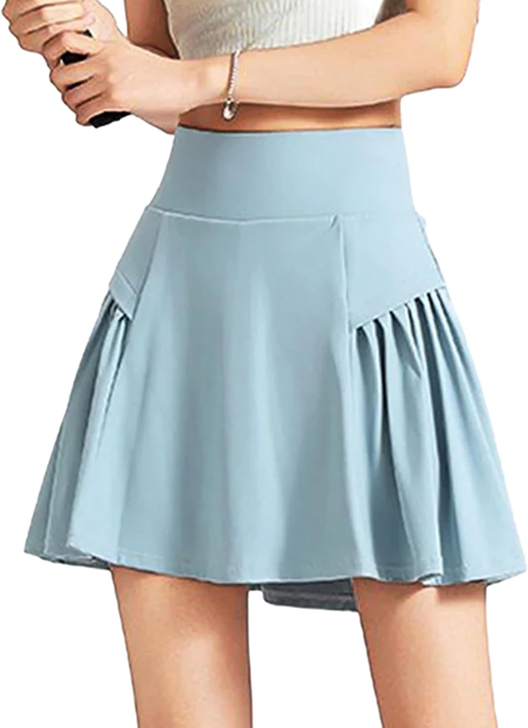 Tennis Skirt for Women Wide Waistband Tummy Control Skort Running Golf Super Stretchy Athletic Skirt