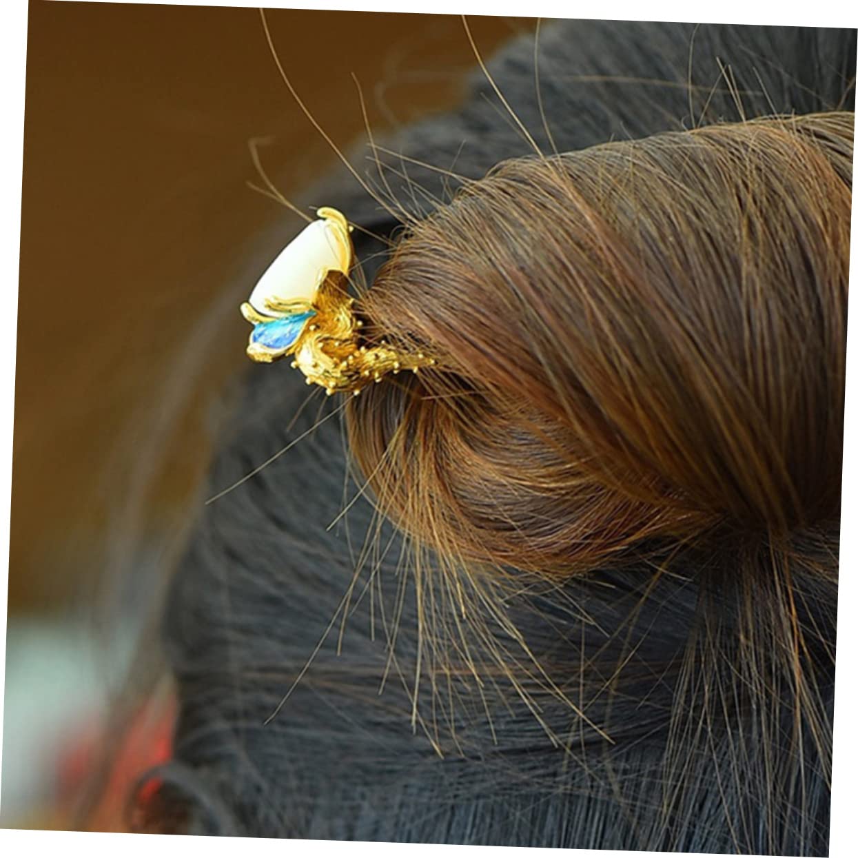 FRCOLOR 5st Haarnadel Chinesischer Haarschmuck Haarknoten-stick Chinesisches Haar Klebt Mit Essstäbchen Mit Blumenhaar Haarspangen Für Damen Haarstock Fräulein Cloisonne Metall Haarklammer