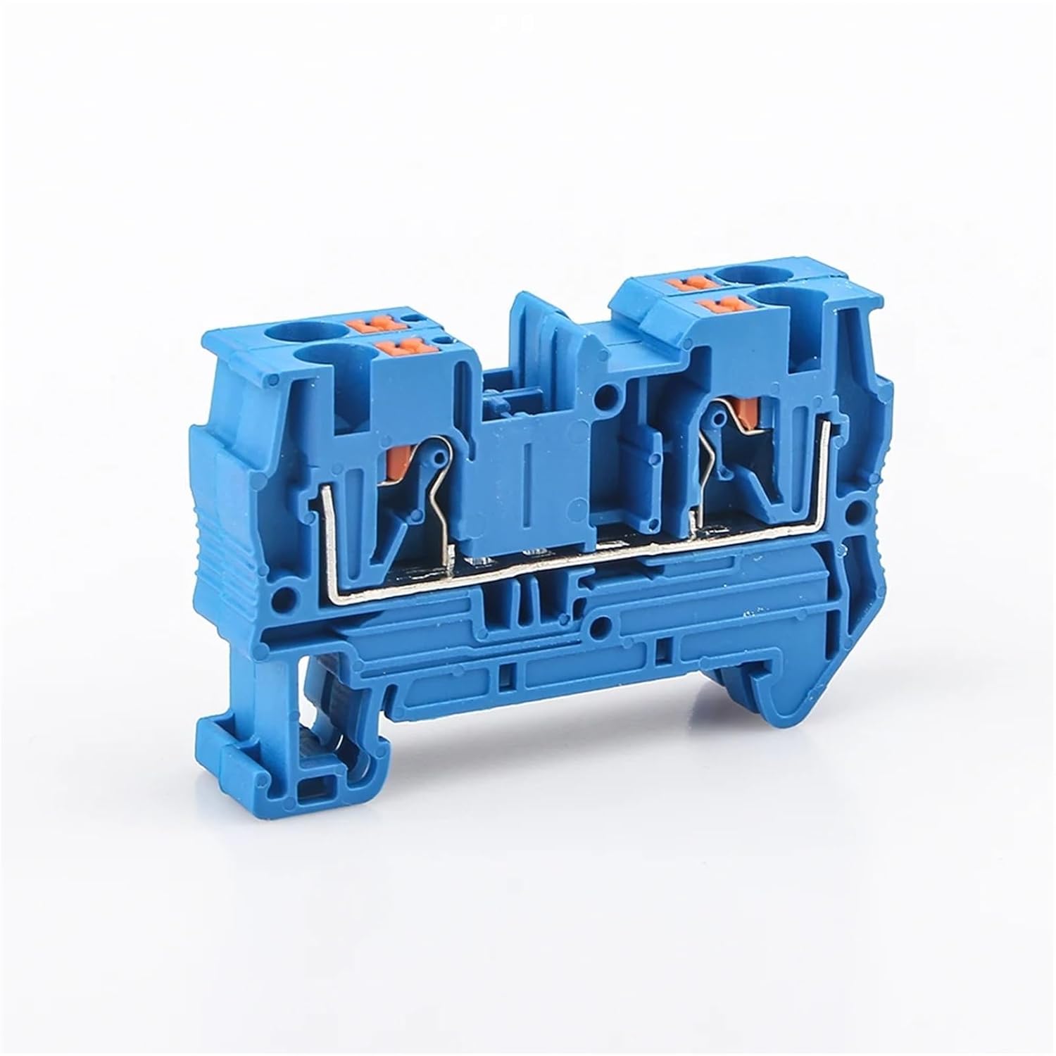 10 Pcs Terminal Block PT-4 Blue Wiring Connectors Push in Din Rail Mounted Spring Screwless Feed Through Wire Conductors PT4(Blue)