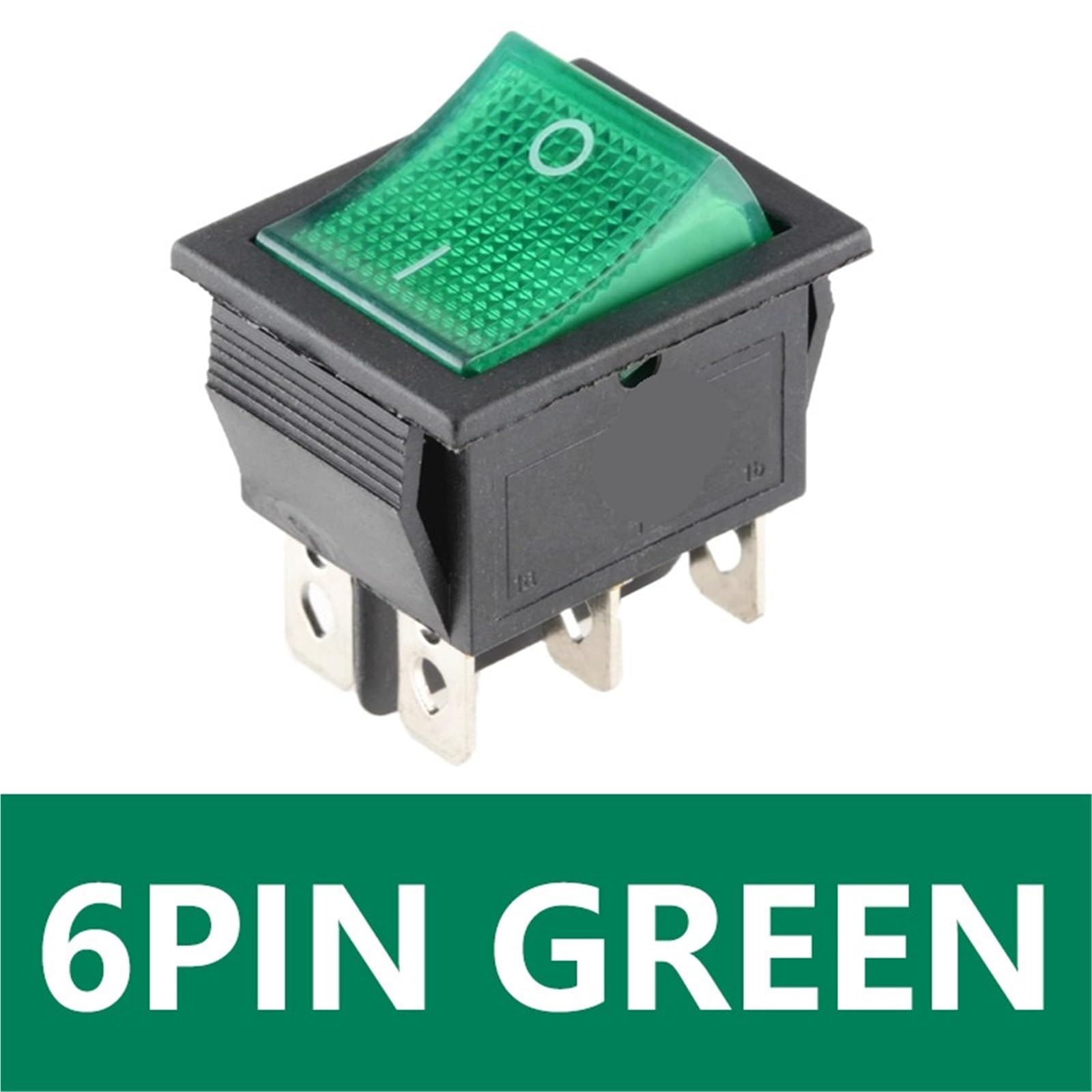 KCD4 Wippschalter EIN AUS mit LED 16A 250V 220V T85 20A kleines 6Pin 4Pin Licht(Green 6PIN,20PCS)
