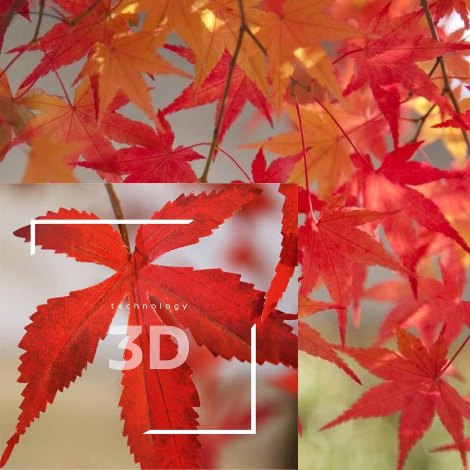 Large Red Maple Faux Tree with Japanese Landscape Art – Modern Home Office Living Room Floor Decor Enhance Your Garden(1x0.6m/3.2x1.9ft)