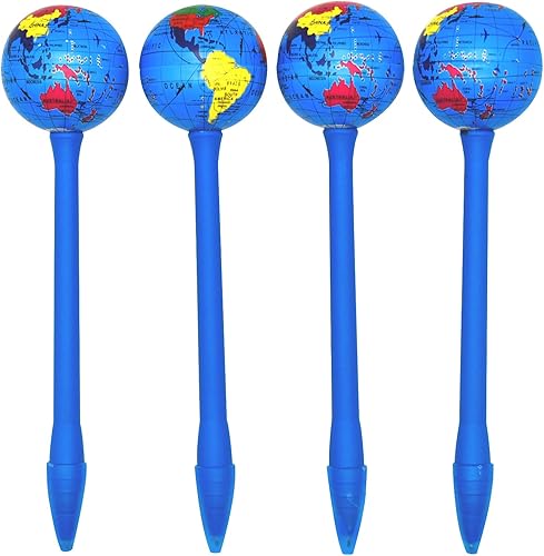 4 bolígrafos con forma de globo mundial, bolígrafos del Día de la Tierra, bolígrafos de telurion novedosos, bolígrafos de tinta negra de 0.039