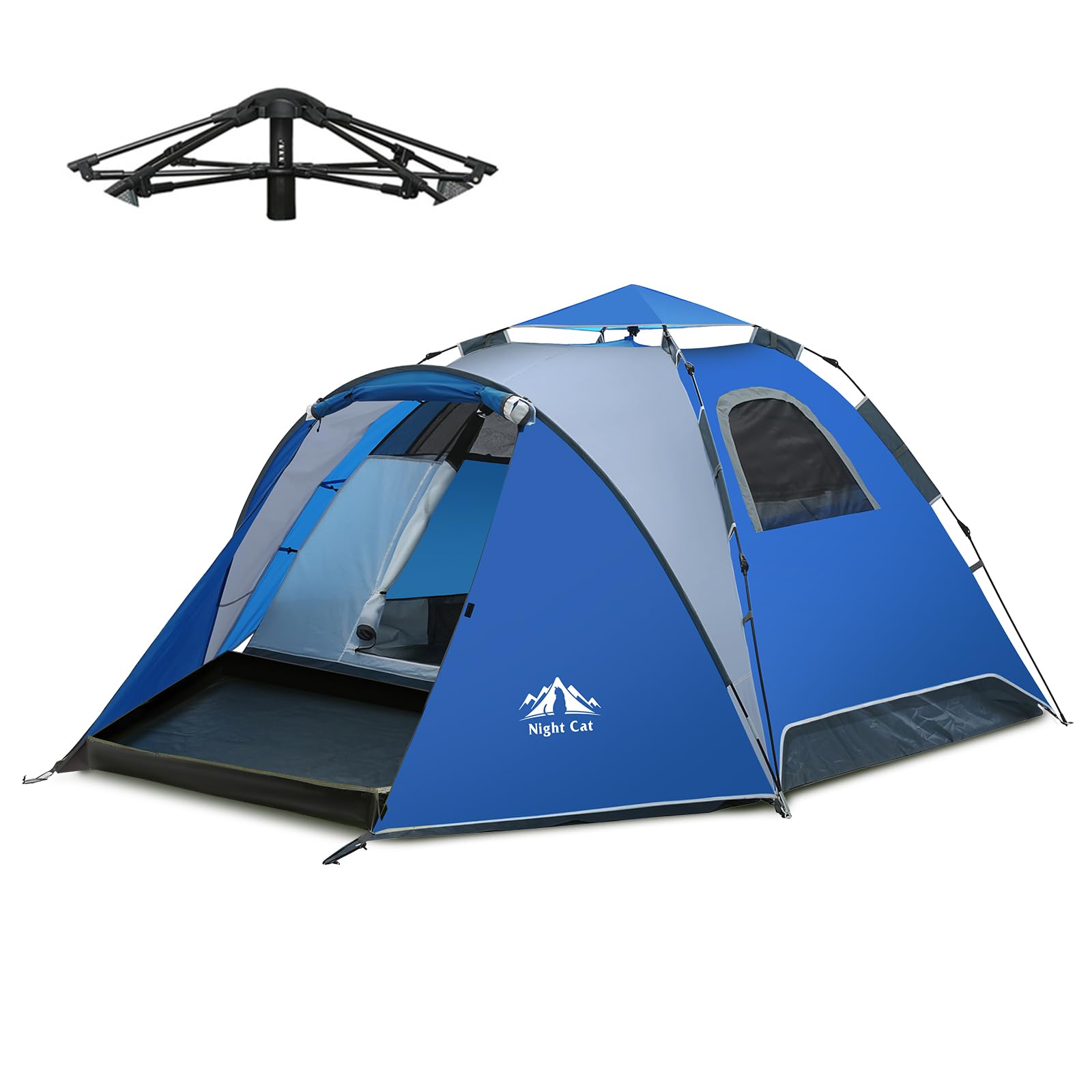 Night Cat Tenda da Campeggio 3 4 Posti: Tenda Pop Up Impermeabile Automatica Facile da Installare per Familiare Campeggio Picnic Parco Giardino