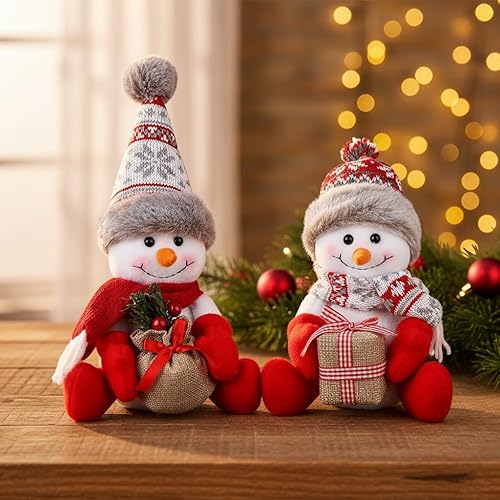 Miniatura 5 de Decoraciones de muñeco de nieve de Navidad, paquete de 2 unidades para interiores para decoración del hogar, muñeco de nieve para regalo, puerta,