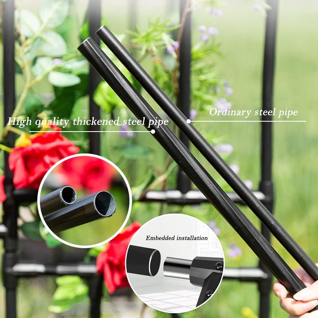 Metal Garden Wedding Arch, Square Rose Archway Backdrop Stand Pergola with Bases, for Outdoor Various Climbing Plant Wedding Garden Arch Bridal Party Decoration Wide Arbor