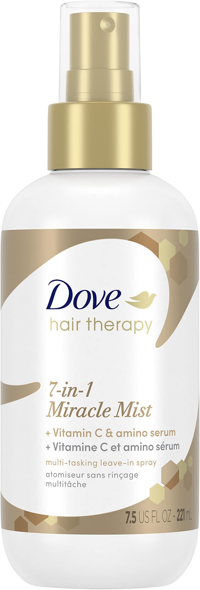 Dove Hair Therapy 7-in-1 Hairspray for Visibly Damaged Hair Miracle Mist + Vitamin C Leave-in Spray to Strengthen and Nourish 7.5 oz