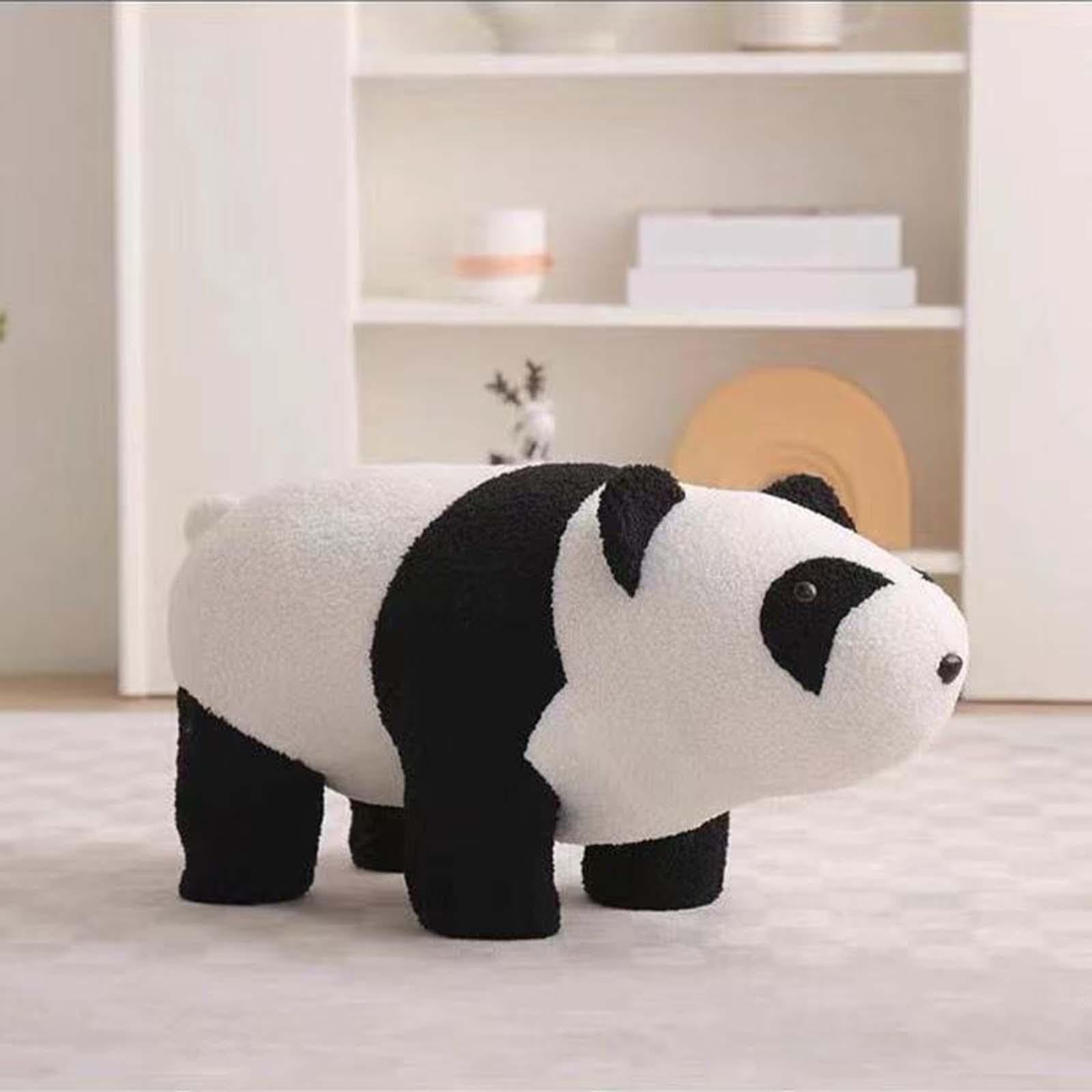 Gralara Reposapiés Pequeño, Taburete para Niños, Antideslizante, Cojín Acolchado Suave, Taburete para Pies con Forma de Animal, Taburete para Cambiar Zapatos, Panda