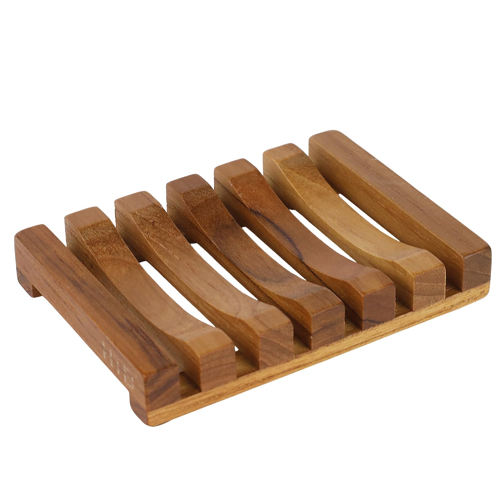Seifenhalter aus Teakholz mit Schlitzen von HTB, Holz-Spülschwammhalter für Küche, selbstentleerende Seifenschale für Dusche, Waschbecken, Badezimmer, Badewanne, Wohnmobil