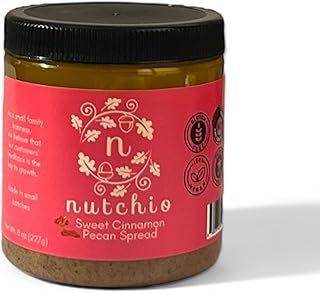 Nutchio Cinnamon Pecan Butter 8 oz – Vegan, Dairy-Free, Gluten-Free | No Added Oils, No Preservatives or Artificial Ingredients | Small-Batch Spiced Nut Spread