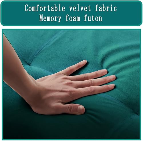 Miniatura 7 de HomJoones Velvet Grey - Moderno sofá cama plegable convertible para espacio de vida compacto, apartamento, dormitorio o reposabrazos extraíbles,