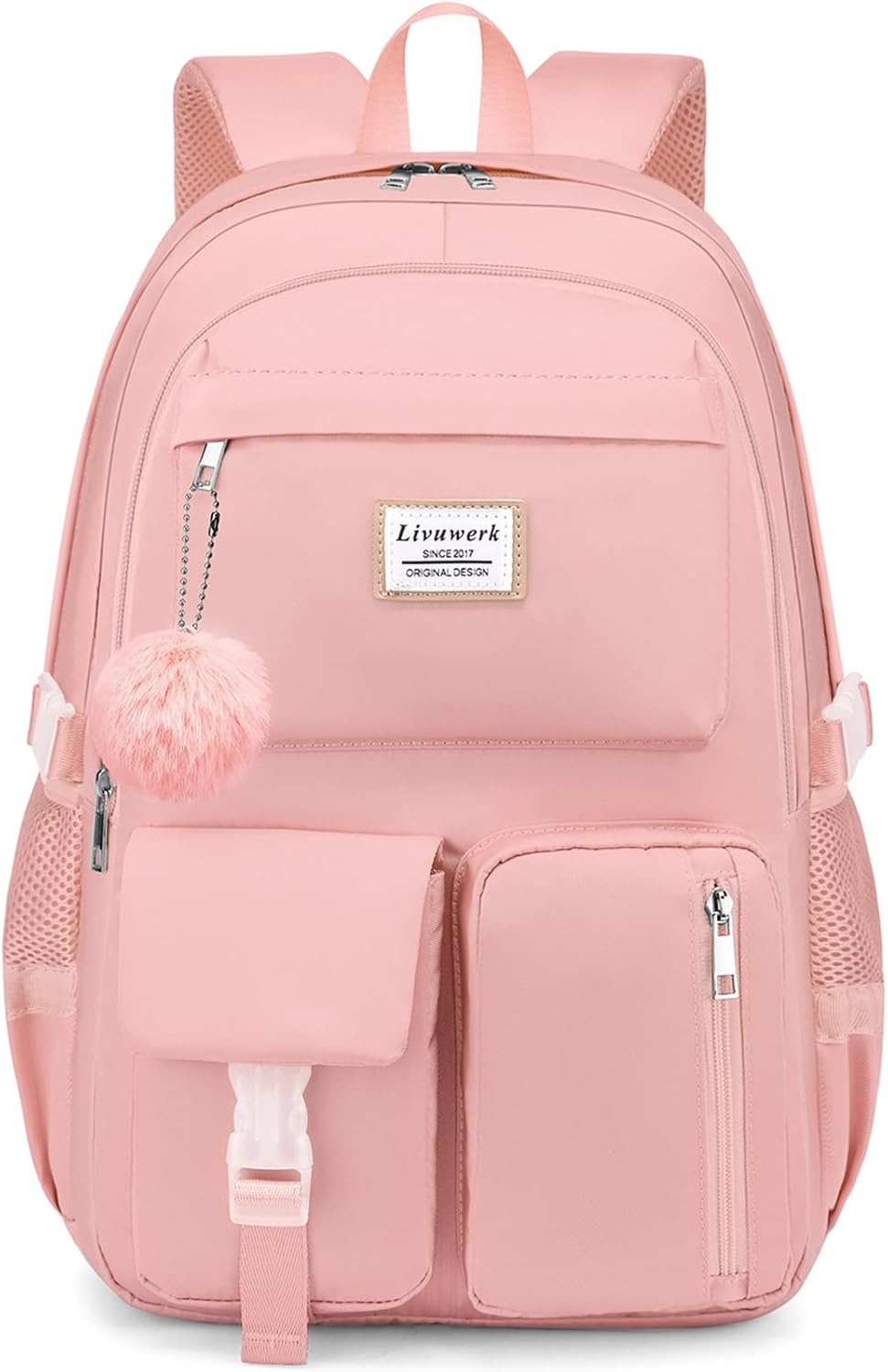 Laptop Backpack for Women College Bookbag: 15.6 Inch Student Backpacks Anti Theft Daypack Large Cute Middle High School Bag Fashion Travel Back Pack Casual Book bag for Teen Girls Pink