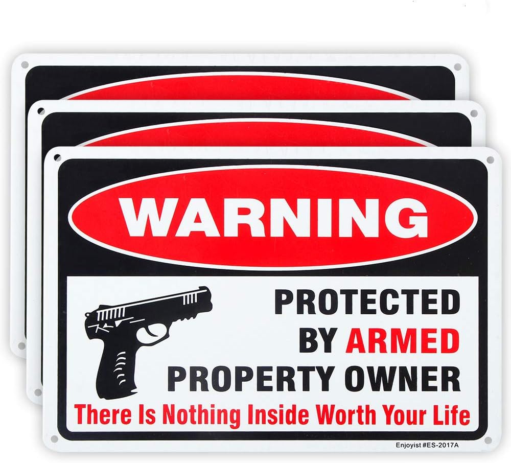 Schild mit Aufschrift "There is Nothing Here Worth Your Life, Protected by Armed Property ownner", 25,4 x 17,8 cm, 10,2 cm, Aluminium, rostfrei, UV-geschützt und wetterfest, 3 Stück