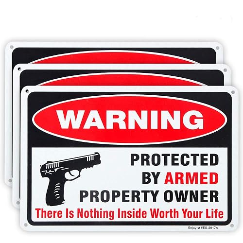 Enjoyist 3-Pack Gun Sign, There is Nothing Here Worth Your