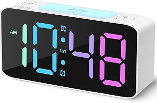 Cadmos Super Loud 110dB Alarm Clock for Heavy Sleepers - RGB Night Light, Adjustable Volume, Dual USB Charger, Kids Teens Bedroom Clock (White)