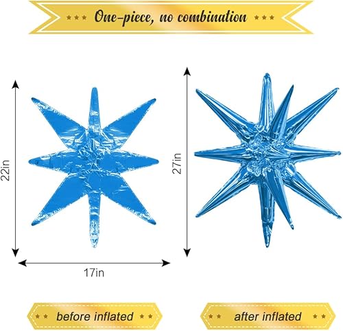 Miniatura 6 de Globos de papel de aluminio con forma de estrella azul real, 6 globos de Mylar con punta de cono de 22 pulgadas, decoración de fiesta para Navidad,
