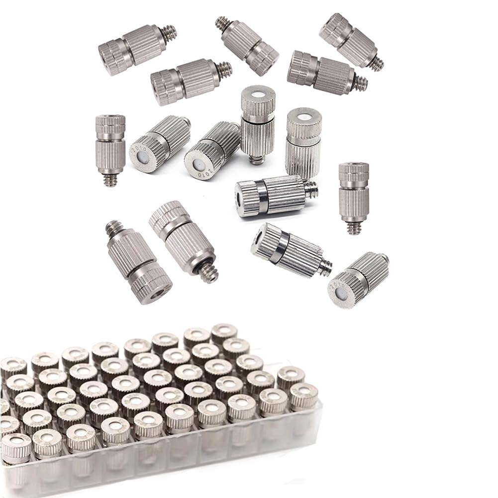 SCMYZLYD Brass misting Nozzles, High Pressure Atomizing Nozzle Pack Of 50 Brass And Stainless Steel 0.1-0.8mm Multi Sizes(Stainless Steel,2 Sections 0.4mm Orifice Dia)