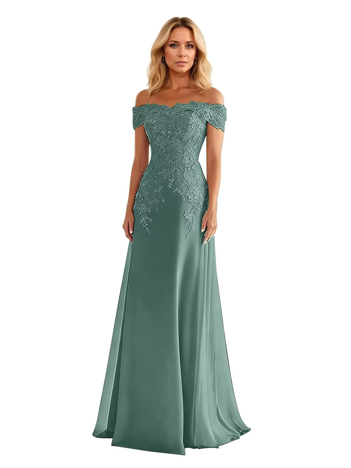 Chiffon Mother of The Bride Dresses for Wedding 2025 Lace Applique Prom Dress Off Shoulder Formal Evening Gowns