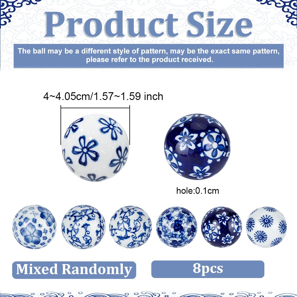 Amazon.co.jp: OLYCRAFT 8個 浮き玉 陶器 花 小 白 青 浮球 直径40