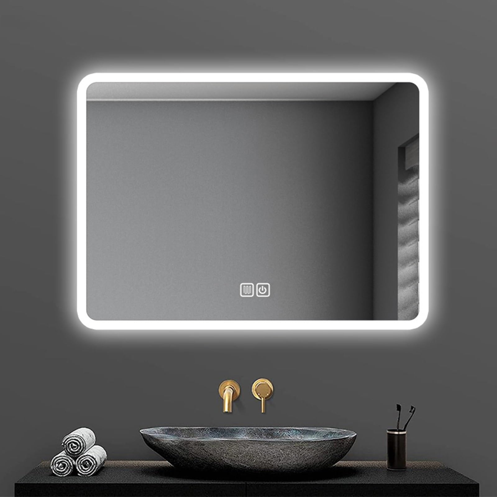Miroir de salle de bain LED design haut de gamme 70x90 cm