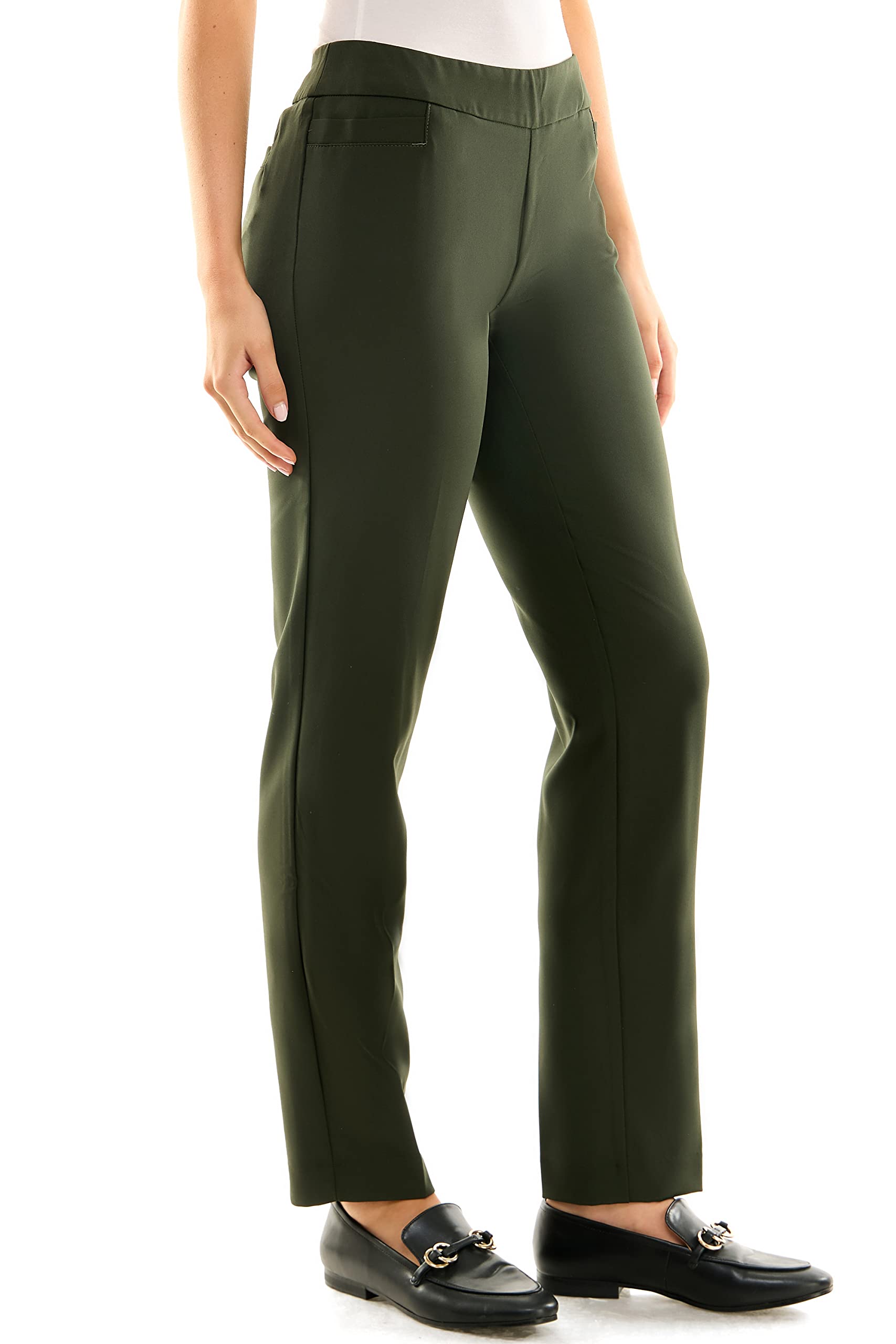 Zac Rachel Womens Flattering Pull-on Slim Leg Pant with Tummy Control Panel