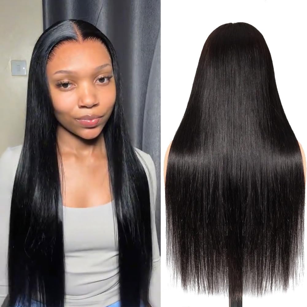 LARYNX 28 Inch Straight Wigs Human Hair 13x4 HD Lace Front Wigs Real 100% Human Hair Wig True 180% Density Pre Plucked Glueless Wig For Women