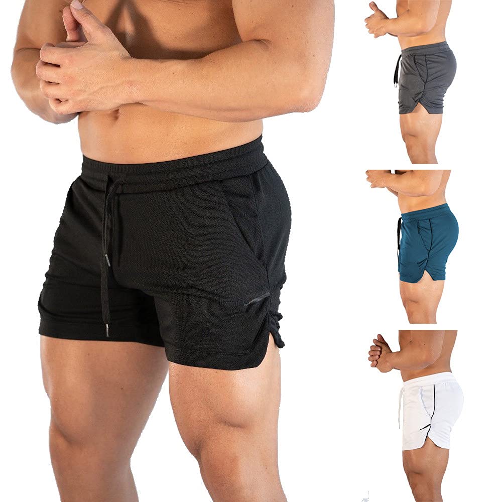 Mens Running Shorts Gym Athletic Workout Lightweight Breathable Summer Quick Dry Sports Shorts with Liner