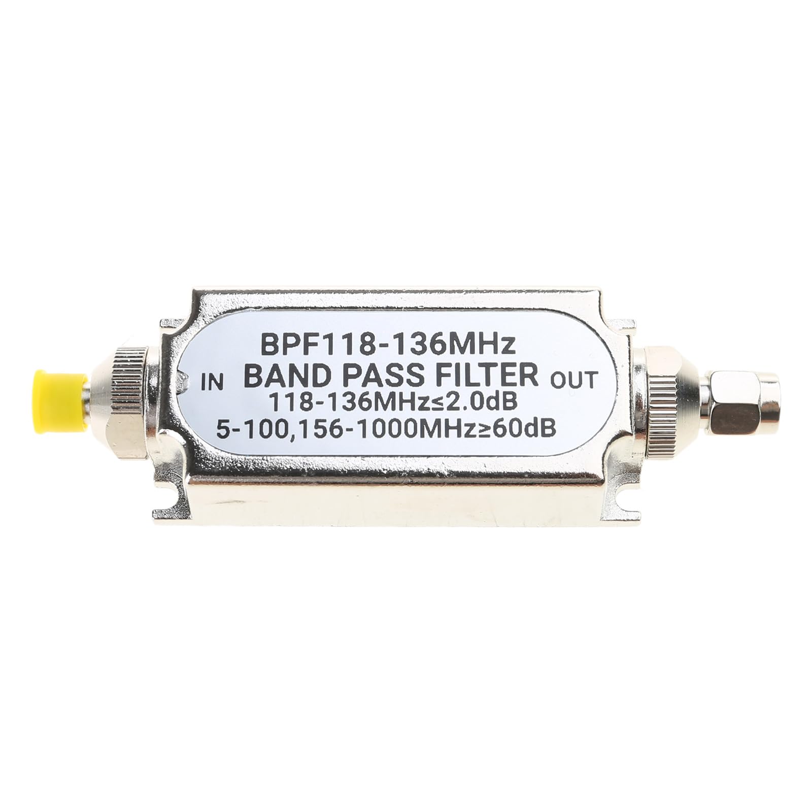 Filtro passa-banda BPF118-136MHz Filtro passa-banda 50ohm Interfacce SMA 0.1W Forza di ingresso Filtro passa-banda 20dBm