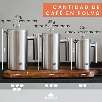 Groenenberg Cafetera francesa Prensa francesa French Press 0,6 litro Cafetera embolo en acier inox1