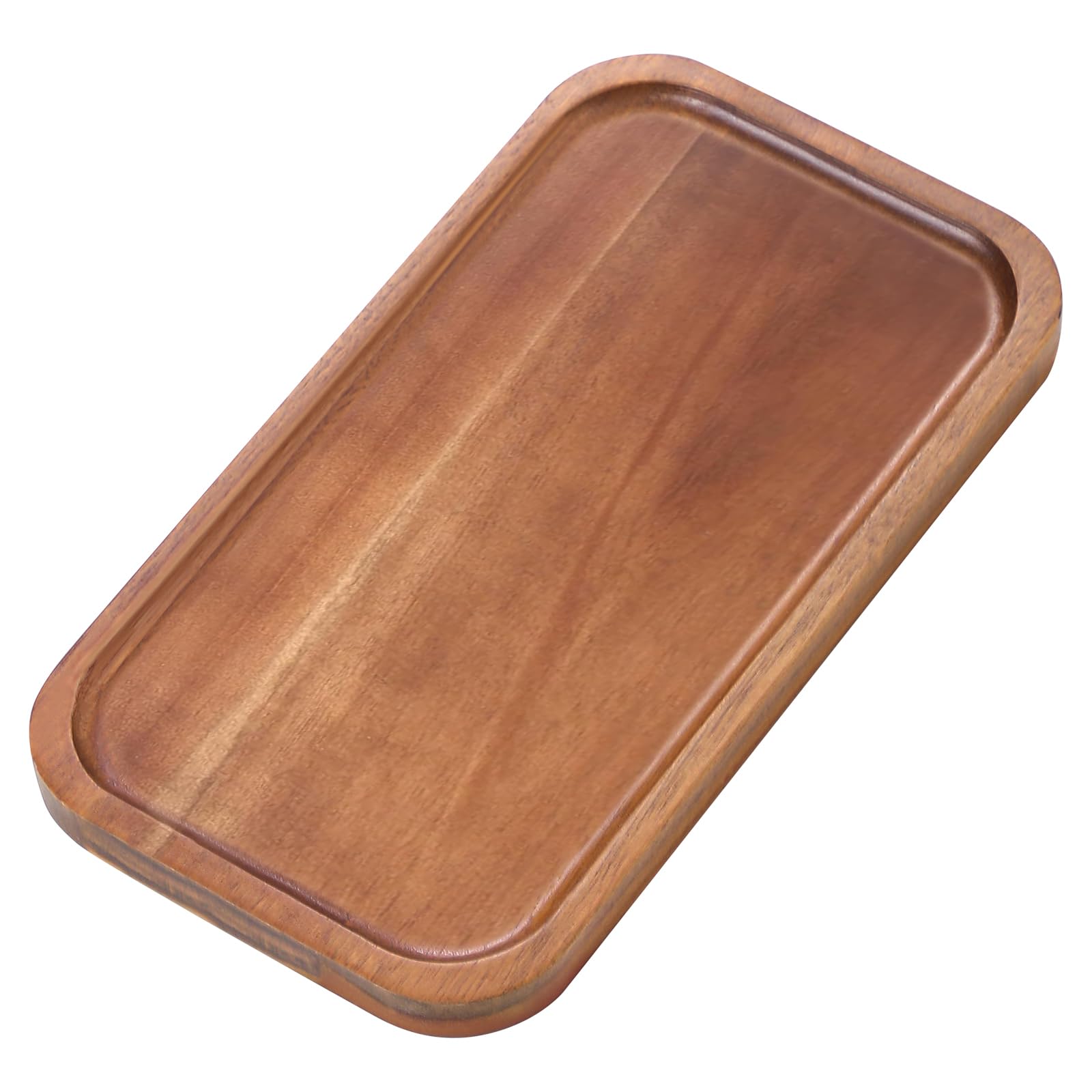 HOMKULA Small Solid Acacia Wood Serving Trays and Platters - Wooden Mini Charcuterie Boards, Rectangle Cheese Board for Food, Bathroom, Home Decor, Kitchen Counter,S,(25.5x14 CM, 1 Pack)