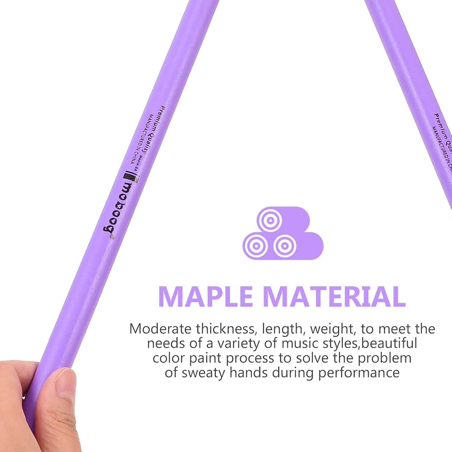 MILISTEN 2 Pairs Purple Maple Percussion Drum Sticks Maple Wood Drumsticks Non Slip Drum Sticks Wood Tip Maplewood Drumstick for Kids Students and Adults : Musical Instruments