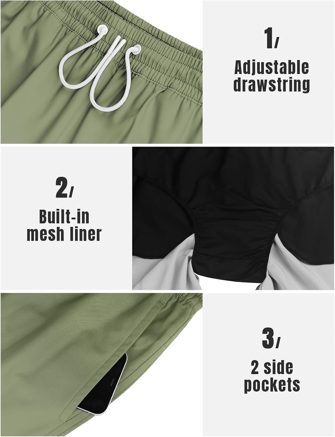 Lzzidou Men's Swim Trunks Board Shorts Mesh Lining 8 Inch Inseam Quick Dry Bathing Suit