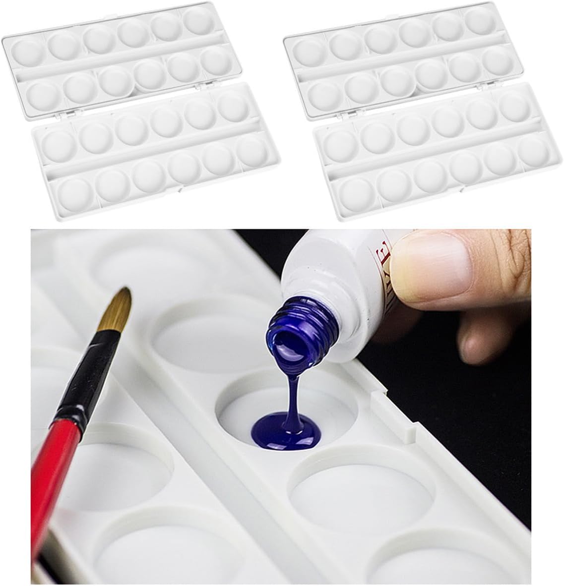 White Plastic Watercolor Gouache Mixing Plate for Ladies