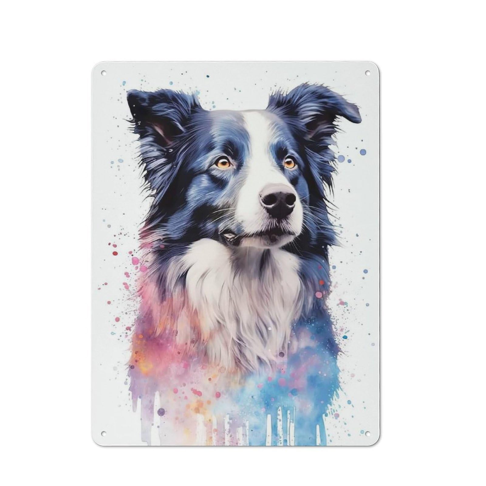 Junmoney Cute Border Collie Dog Art Metal Sign 40X30cm With For Garage Wall, Vintage Decor, Winter Wall Decor For People Furnishing A Garage
