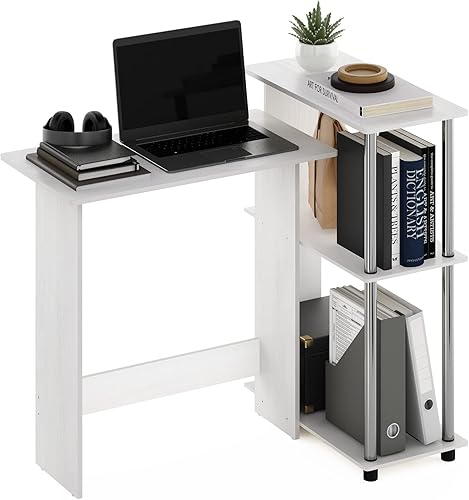 Miniatura 14 de Furinno Abbott - Escritorio esquinero para computadora con estantería, roble francés gris/negro Roble francés gris/negro.,Americano/Cromo,Espresso /