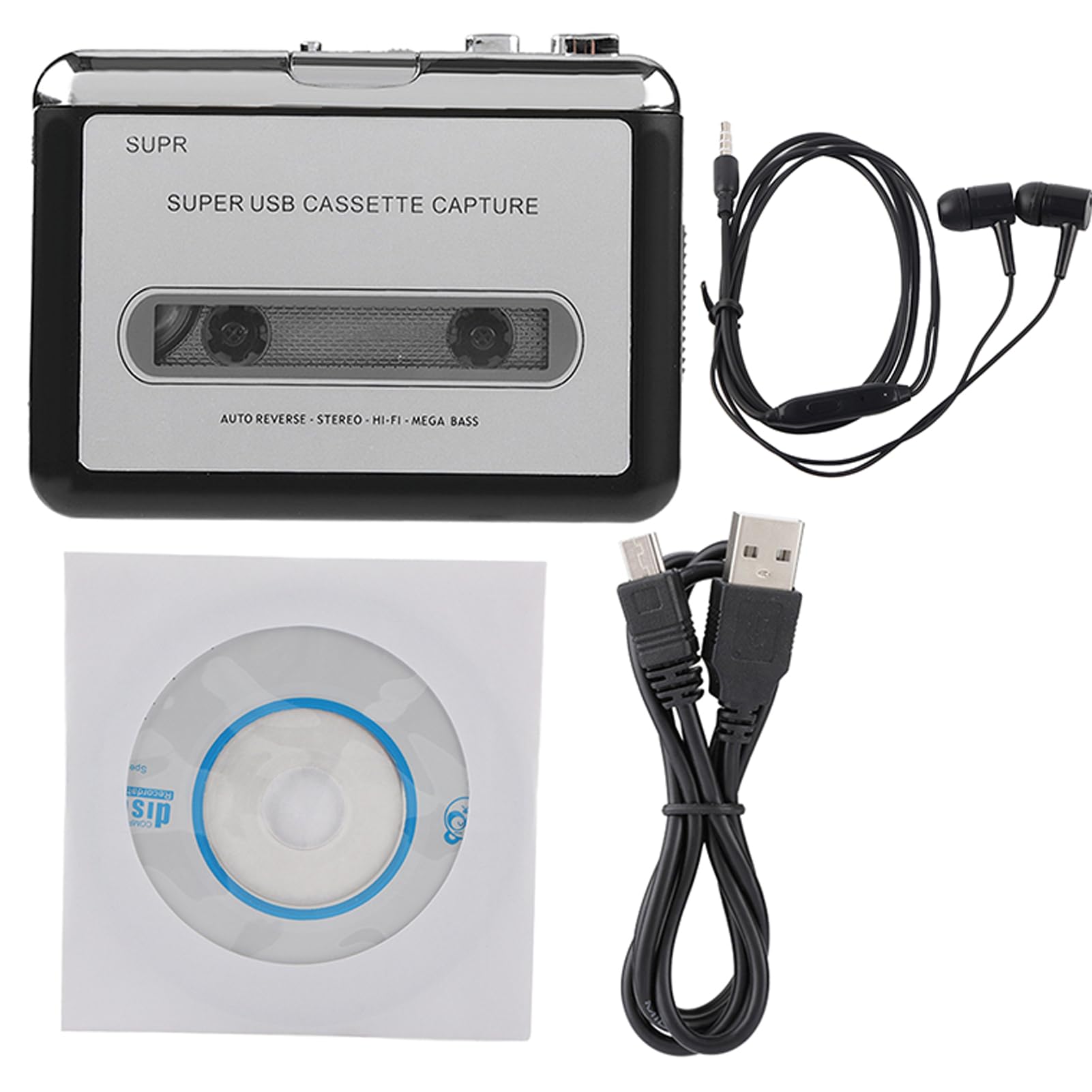Konwerter Kasetowy, Konwerter Kasetowy na MP3 Adapter Kasetowy Konwerter MP3 CD Taśma Cyfrowa MP3 Audio Odtwarzacz Muzyczny, z Kablem USB