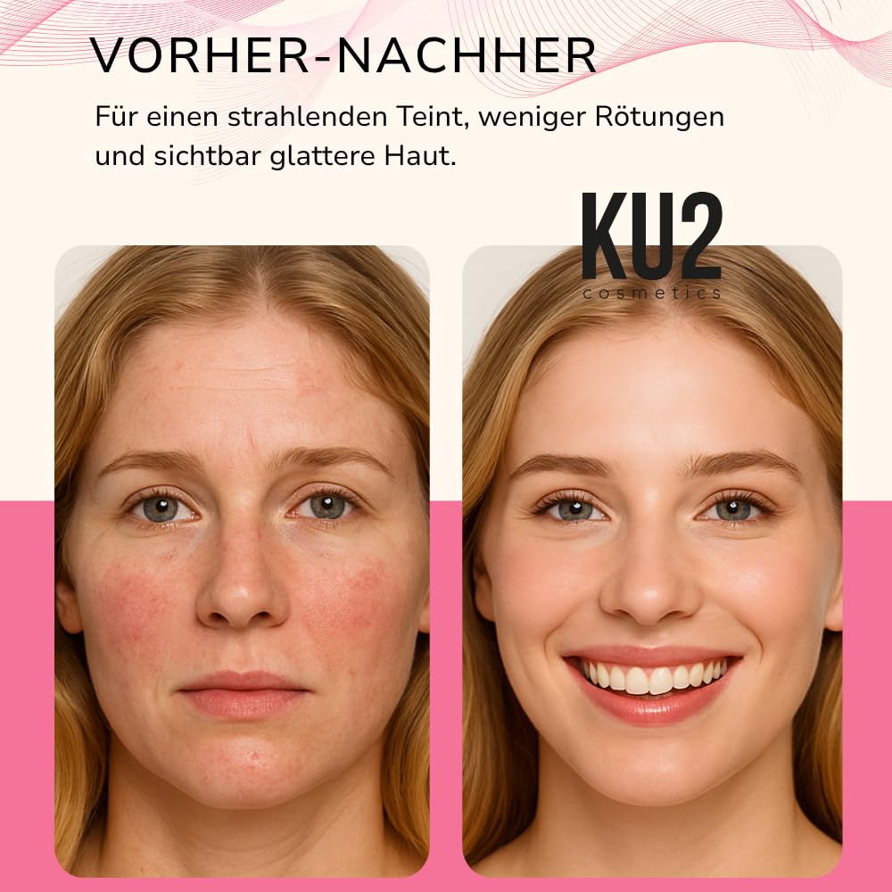 KU2 LED Lichttherapie Maske + Superlift Spilanthol Serum – Anti Aging Hautpflege Set mit Multi Hyaluron & Peptiden – LED Gesichtsmaske für glattere & hydratisierte Haut