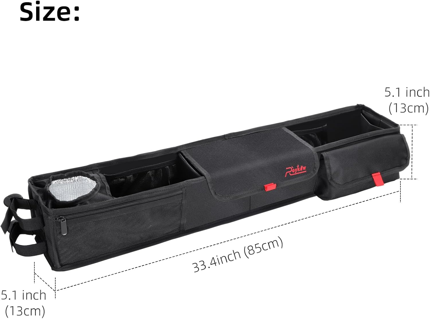 Golf Cart Storage Basket No Drilling Front Inner Basket w/Insulated Cup Holder, Dash Tray Organizer Compatible with EZGO Club Car Yamaha, 1680D Waterproof Oxford, No Affect Windshield