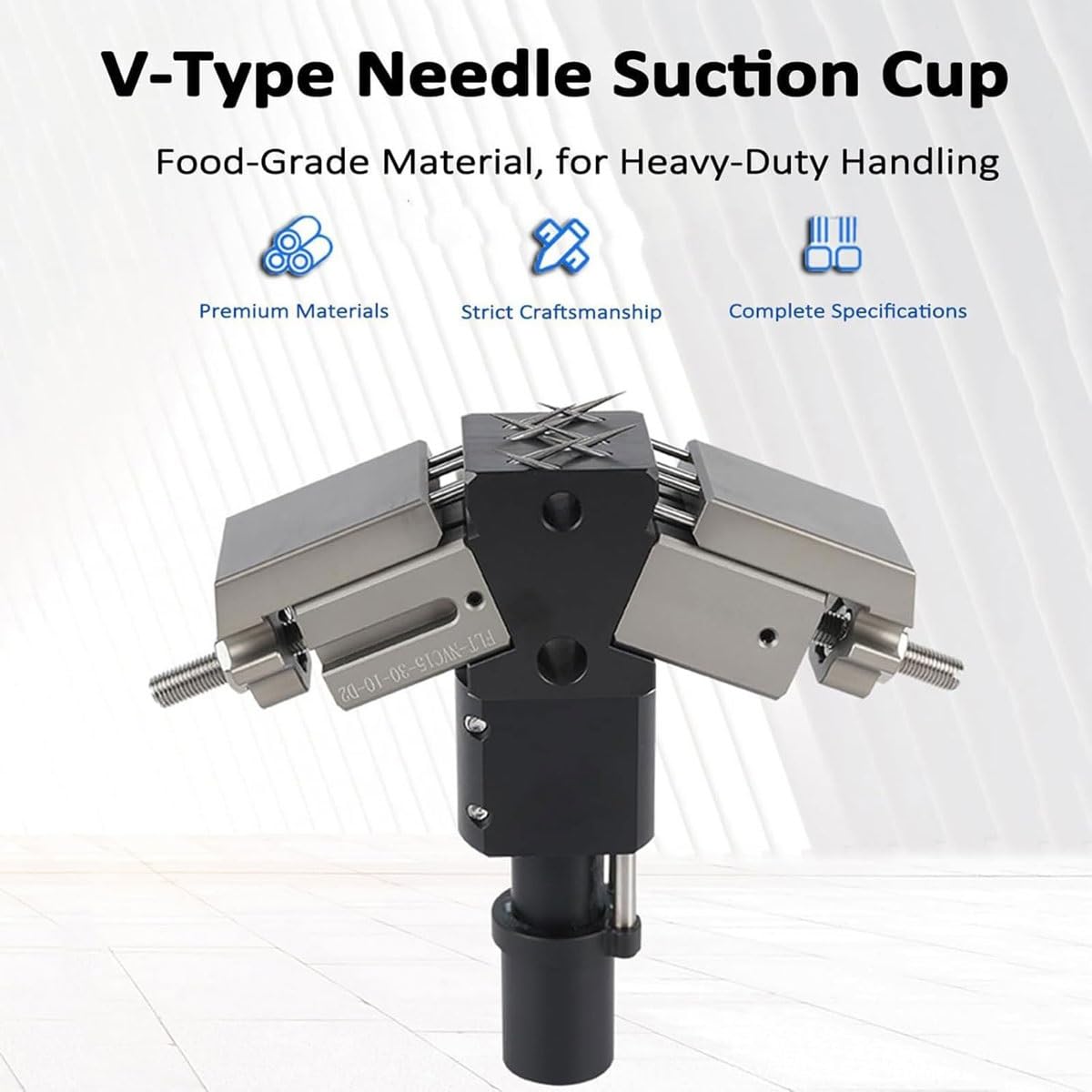 Clip de aguja neumático, abrazadera de aire en forma de V con 10 agujas, fuerza de agarre 50N, longitud ajustable de 0 a 138 mm, rango vertical de 0 a 51 mm, material no tejido