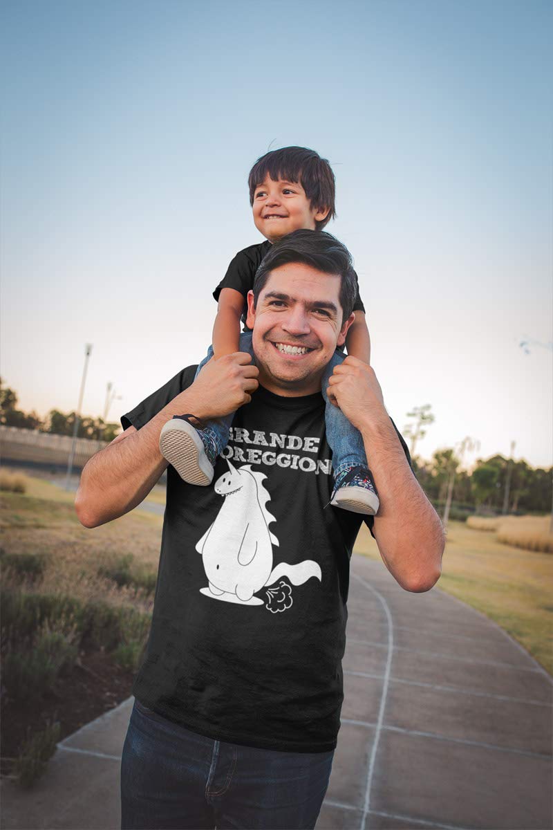Coppia di T-Shirt per Regalo Padre e Figlio/Piccolo e Grande scoreggione papà