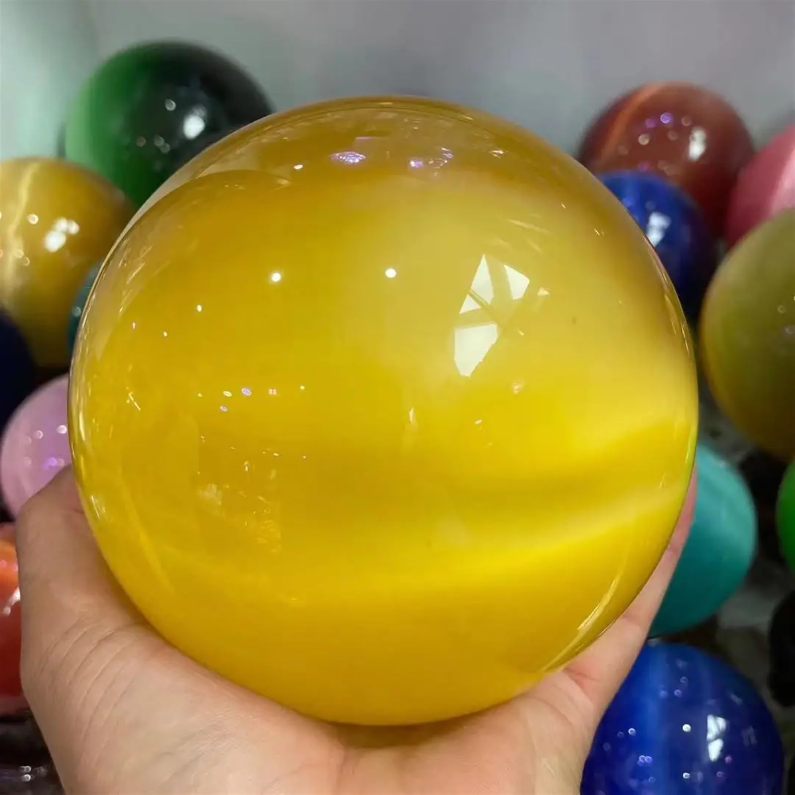 Piedra de ojo de gato amarillo para adivinación y decoración de interiores
