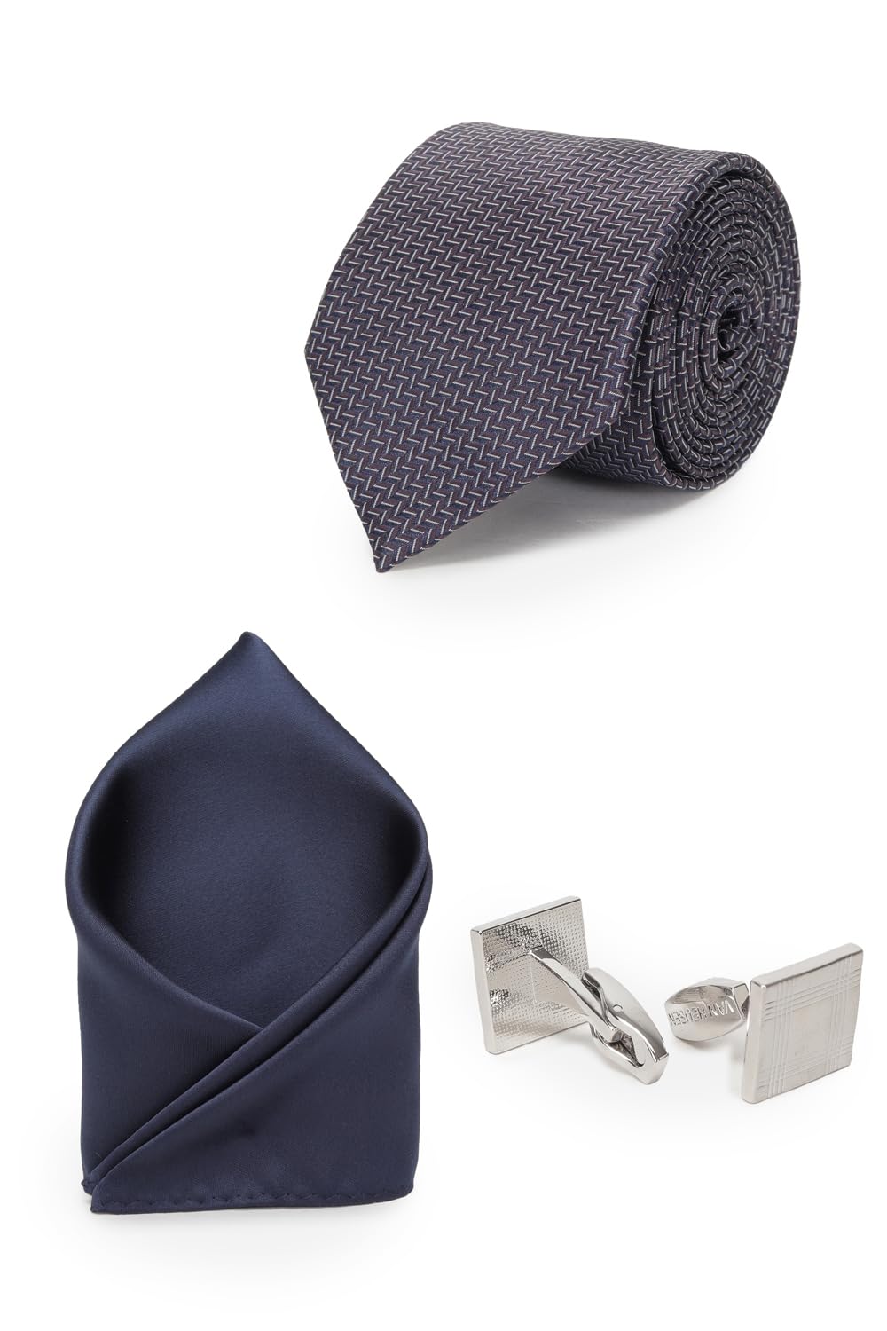 van heusen Men Navy Party Tie Pocket Square And Cufflink-picture-51