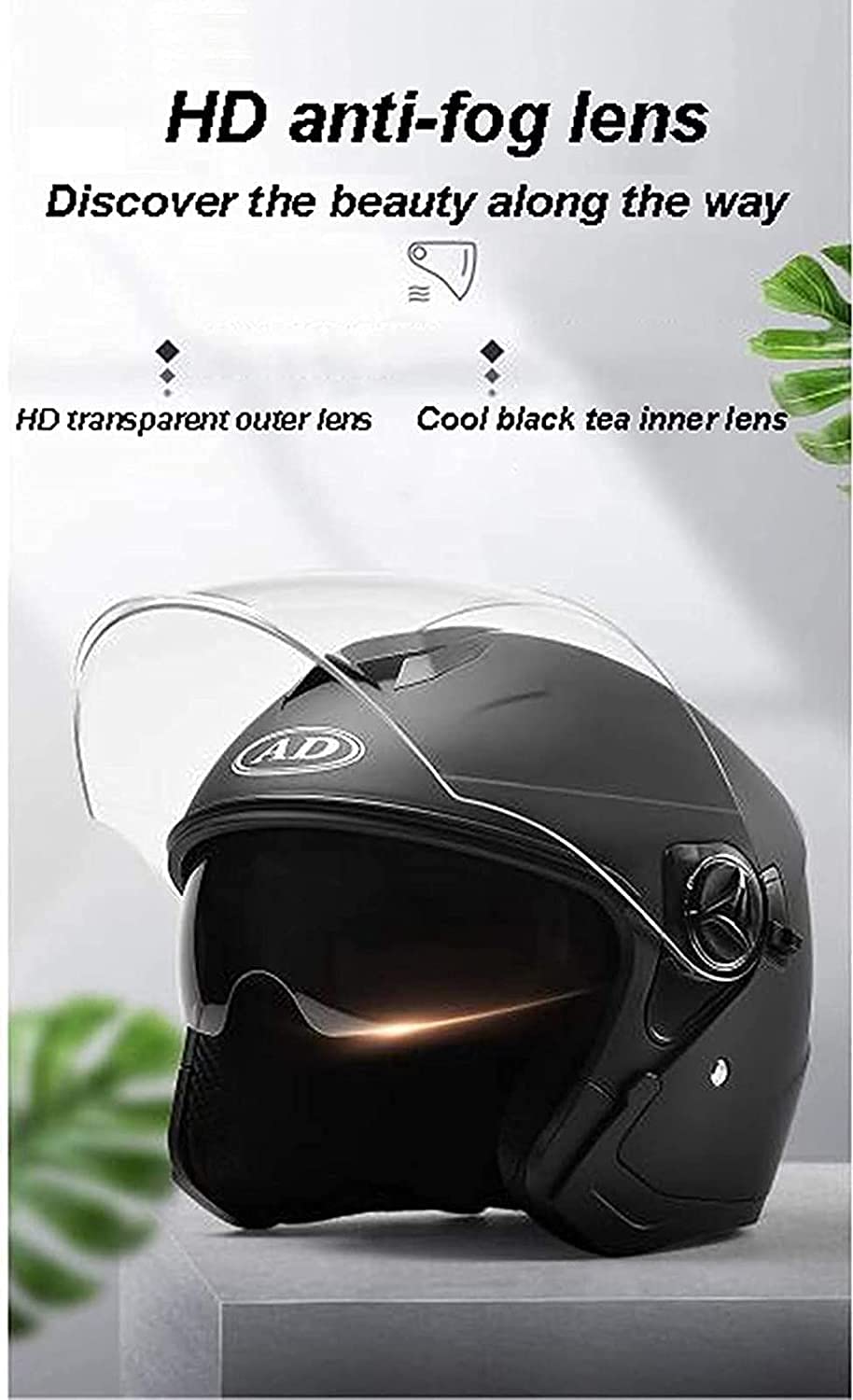 Bluetooth Casco de Moto Retro Adultos Cascos de Moto Jet Casco de Seguridad Personalidad Medio Casco de Moto Vintage,para Street Bike Cruiser Chopper Motocicleta Casco