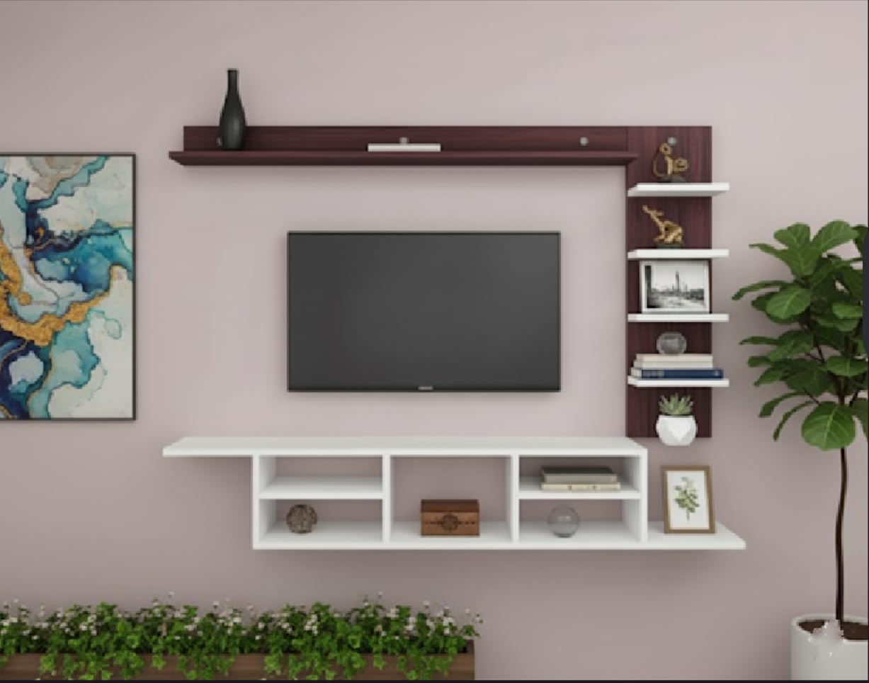 ClufRox Double Decker TV Cabinet 40 Inches – Elegant Wenge & White Color Unique Combination with Storage-image-25