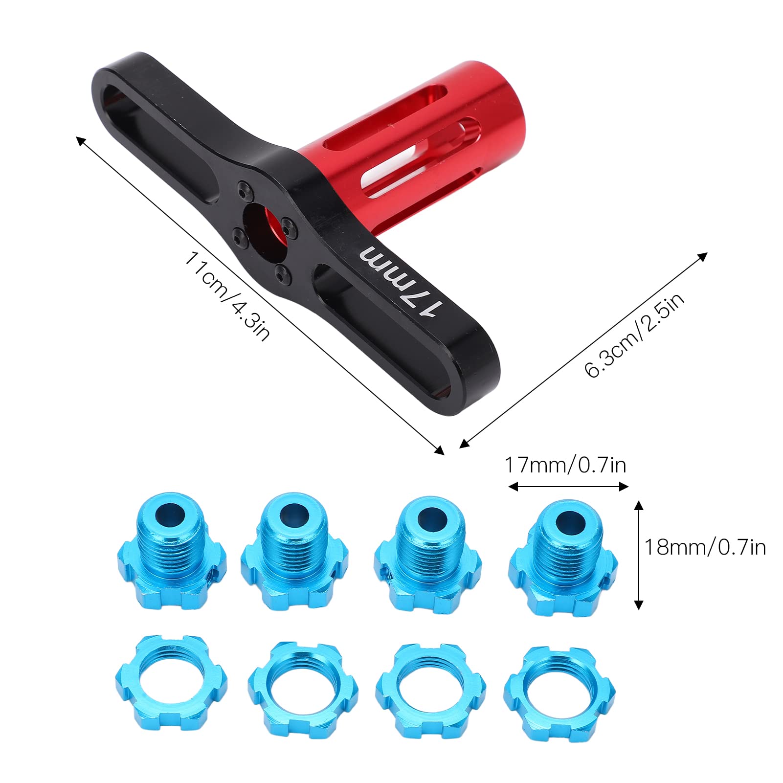 Lot De 4 écrous Hexagonaux De 17 Mm Pour Moyeux De Roue Canneles Avec Outil De Demontage Pour Traxxas Summit Erevo 1 10 Bleu 95048770