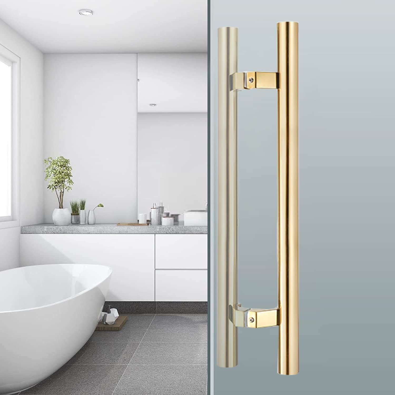 Manillas para Puertas Manijas Y Tiradores para Puertas De Ducha, Acero Inoxidable Tarea Pesada Manijas De Las Puertas De Granero Pretil, para Puerta De Habitación De Vidrio/Madera/Deslizante