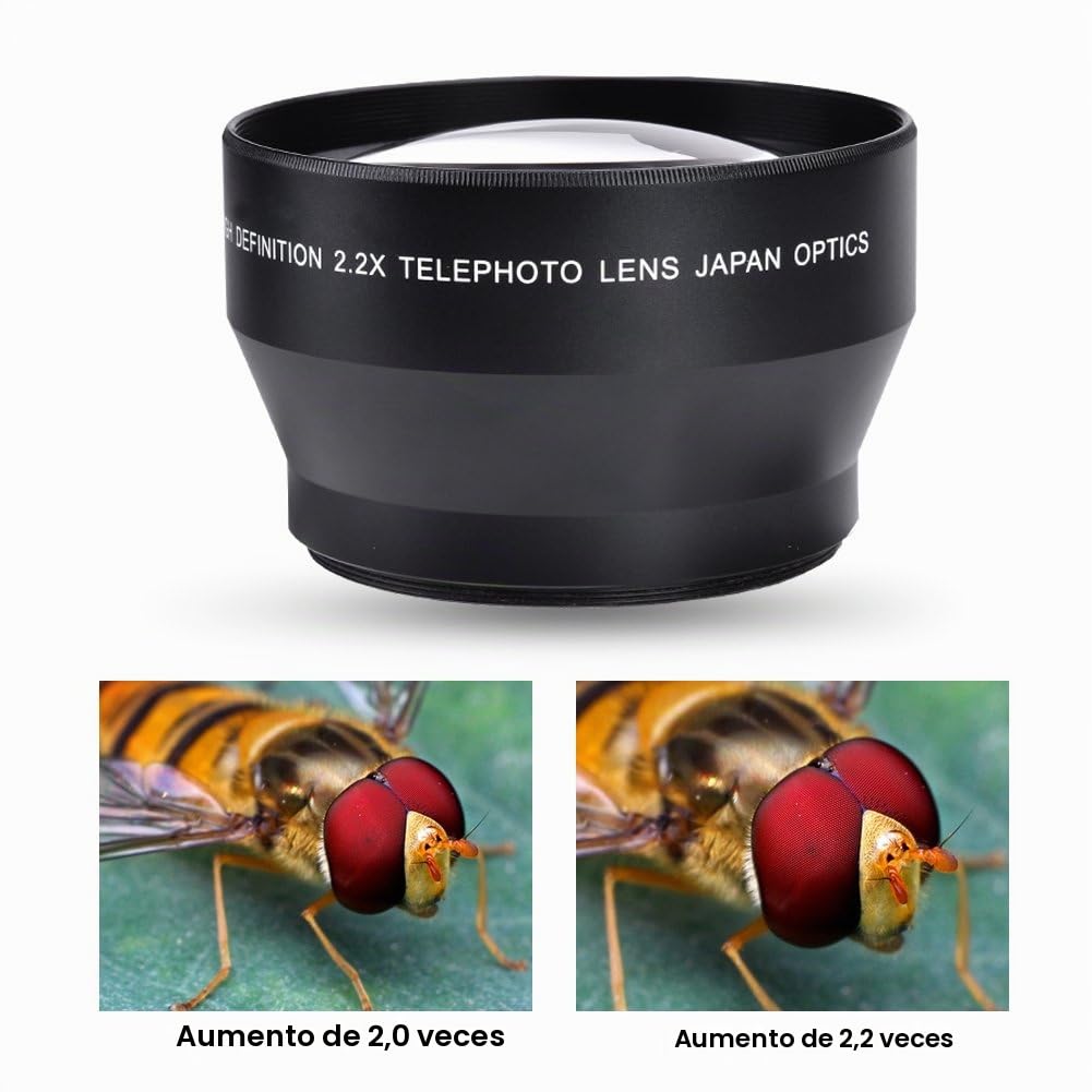 Accesorio para cámaras DSLR con teleconversor de Alta definición Universal de 67 mm 2.2X