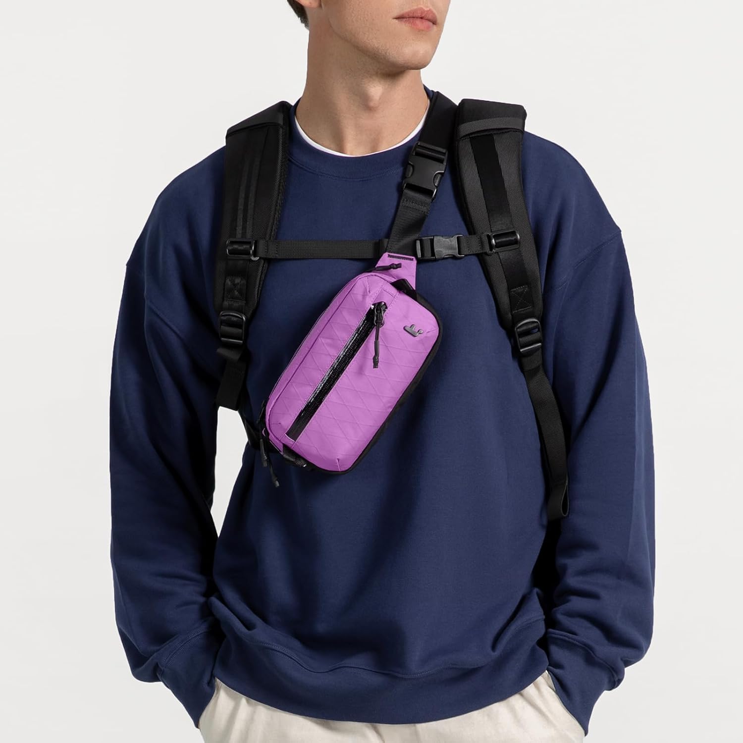 tomtoc 1.5L X-Pac Sling Bag with RFID Blocking, Crossbody Bag Minimalist Chest Shoulder Pack for Men/Women, Water-resistant Lightweight Casual Funny Pack for Travel, Daily Commute - Image 9