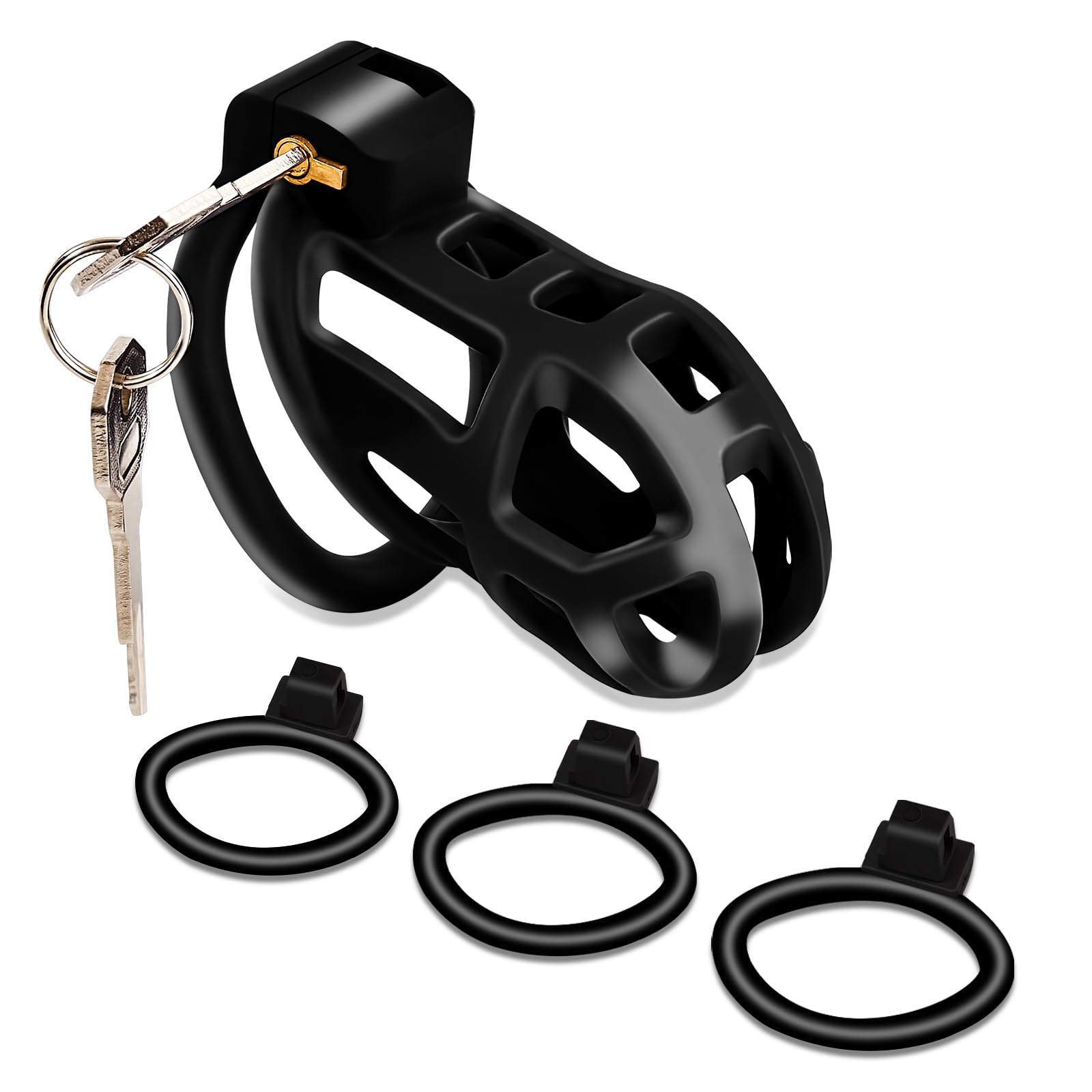 Male Chastity Cage, Chastity Device with 3 Sizes Rings and Invisible Lock for Man Penis Exercise Bondage Gear &amp; Accessories Lightweight Adult Sex Toys
