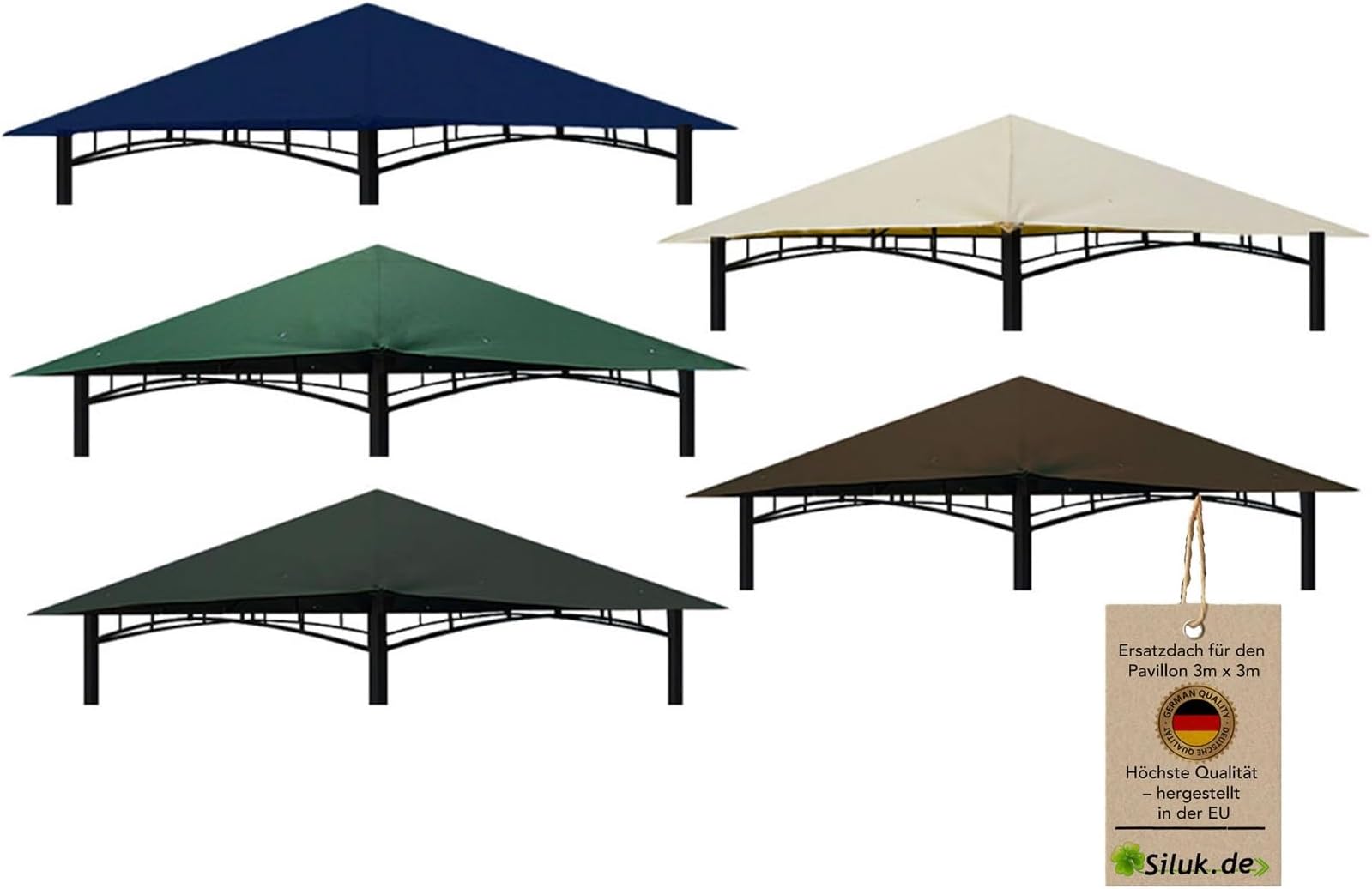 Relaxdays Tende Per Gazebo Laterali, Set Da 2, Telo Impermeabile In PVC Pareti 3x2 M Senza Finestre Parasole Blu 85660963