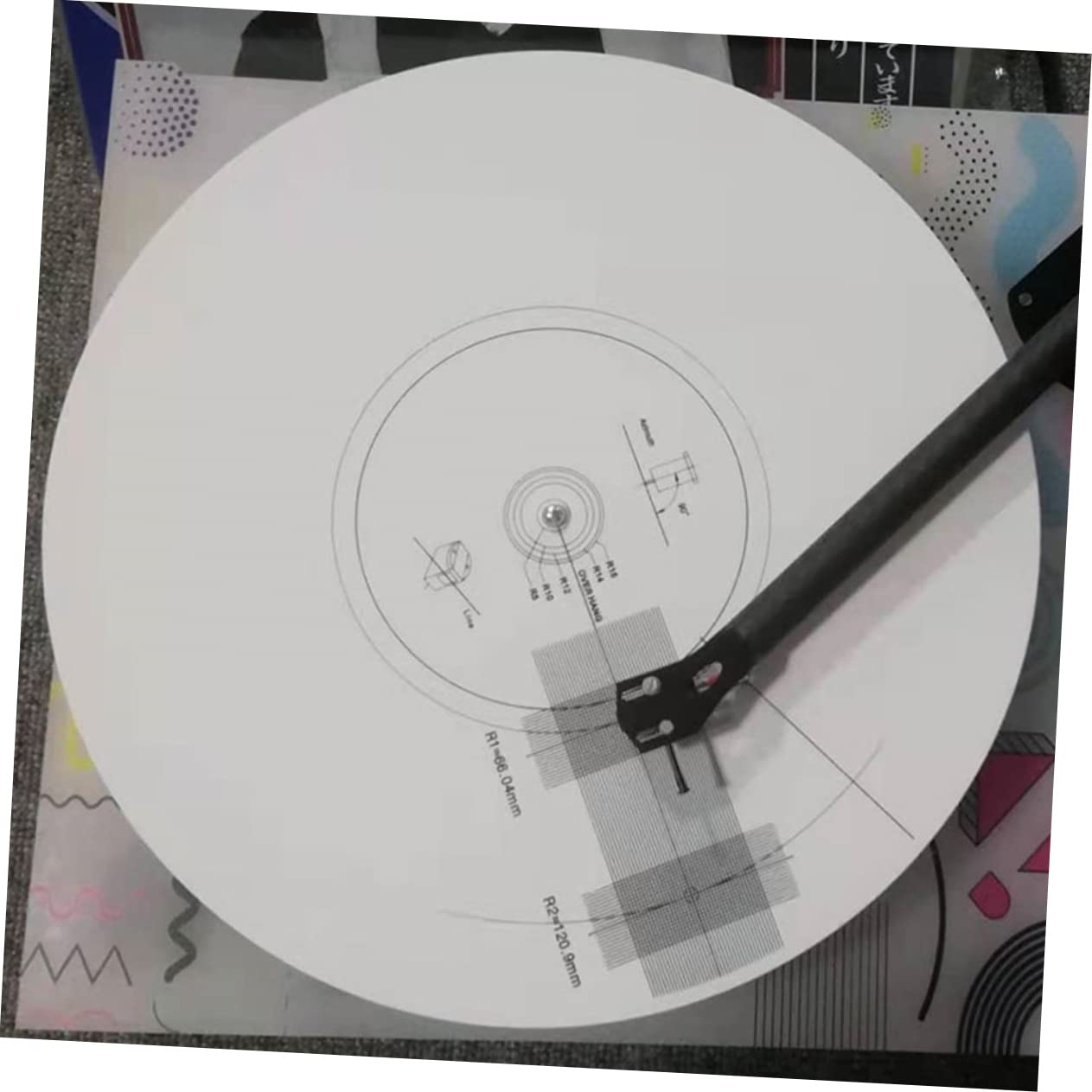 SHINEOFI Piastra di Calibrazione del Disco in Vinile Strumento di Regolazione per Giradischi Accessorio per Allineamento del Pickup Misuratore della Distanza del Giradischi Tappetino Goniom